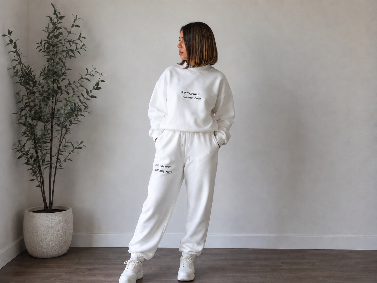 Soft Heart. Strong Faith Essential Fleece Mock-Neck Crew Sweatshirt